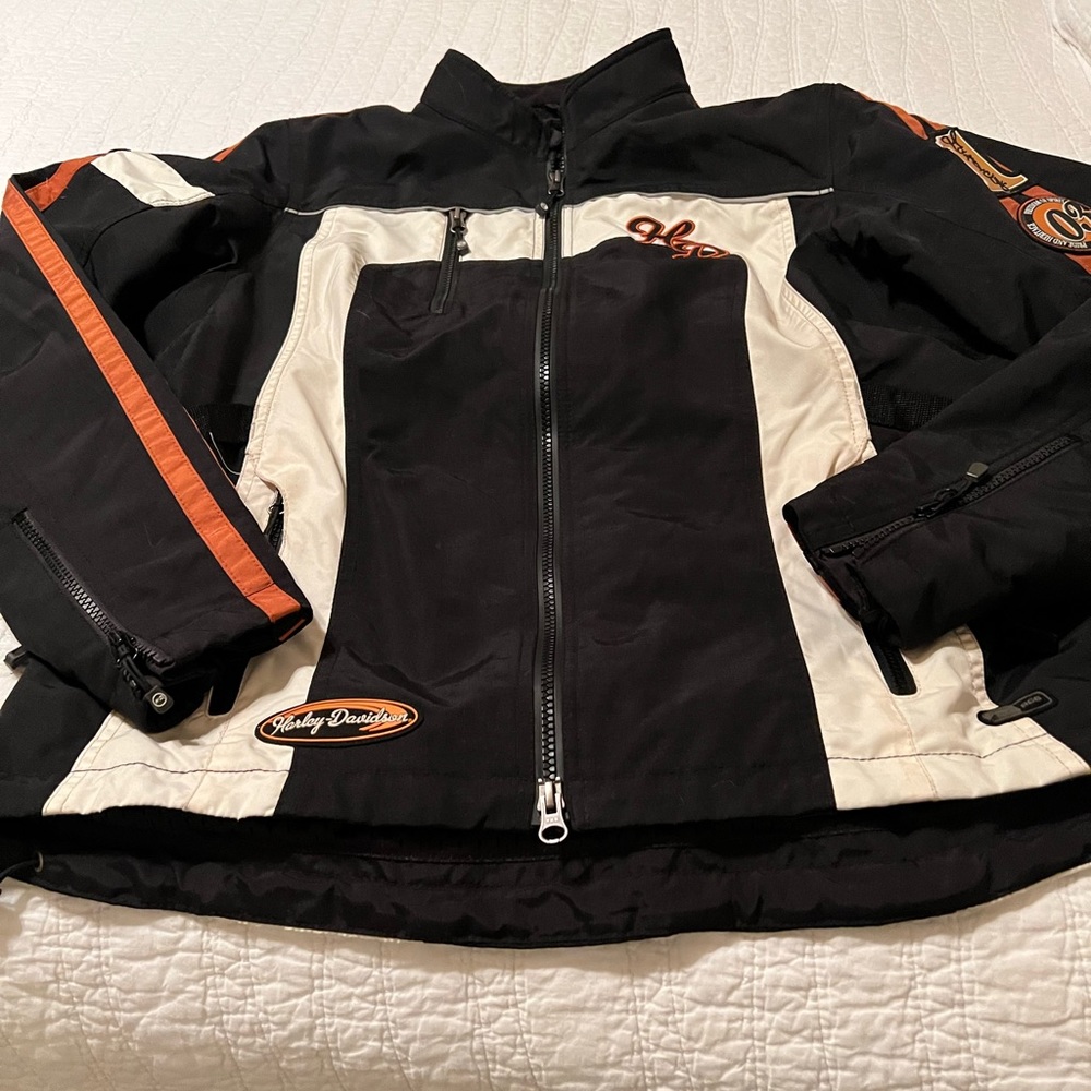 Harley-Davidson Women's Black, White, and Orange Utility Jacket